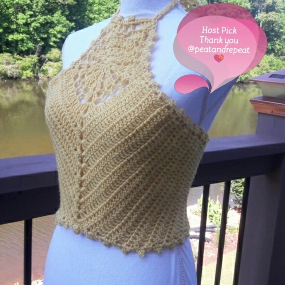 Fashion & Yarn Tops - 🌴Hand Crafted Crop/Halter/Boho/Hippie/crochet